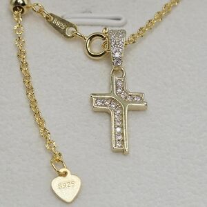 ✝️Moissanite Diamond Cross Pendant Necklace – 18K Gold Over S925 Silver